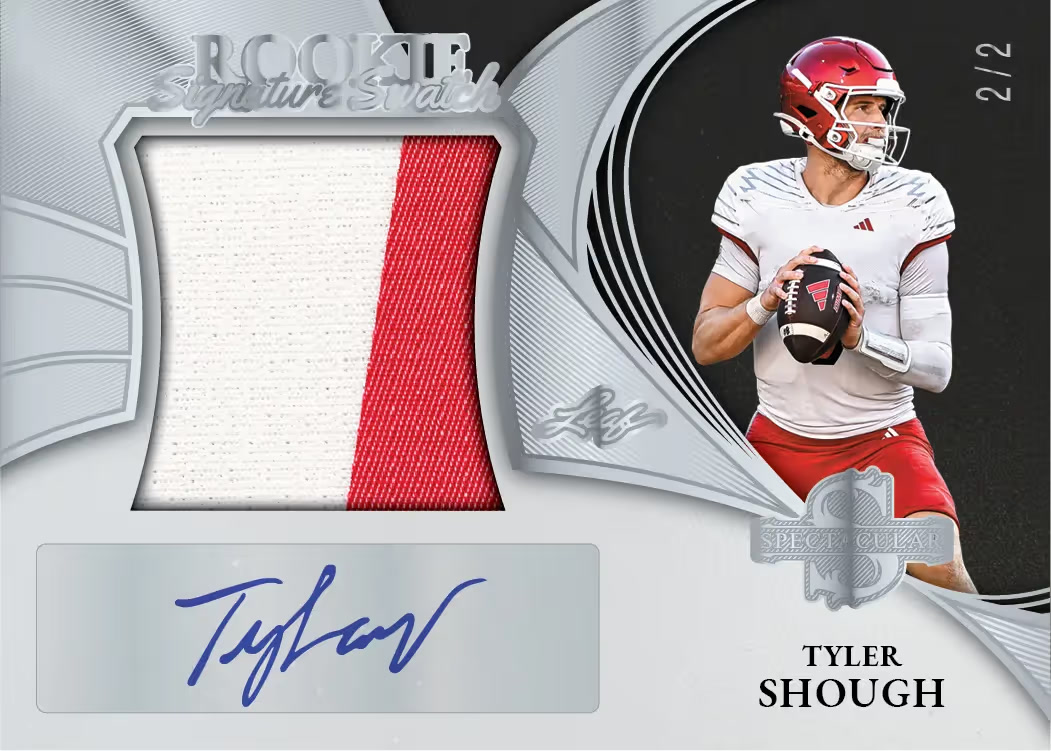 8-Rookie signature Swatch trading card from 2026 Leaf Spectacular Football by Leaf