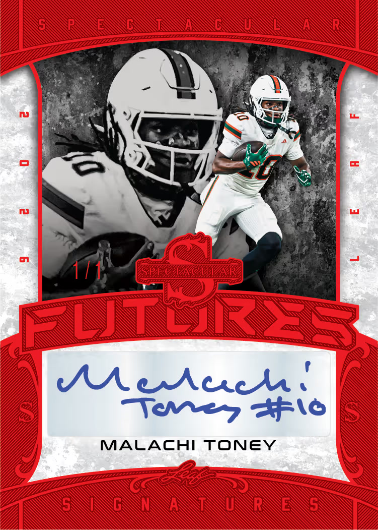 trading card from 2026 Leaf Spectacular Football, published by Leaf