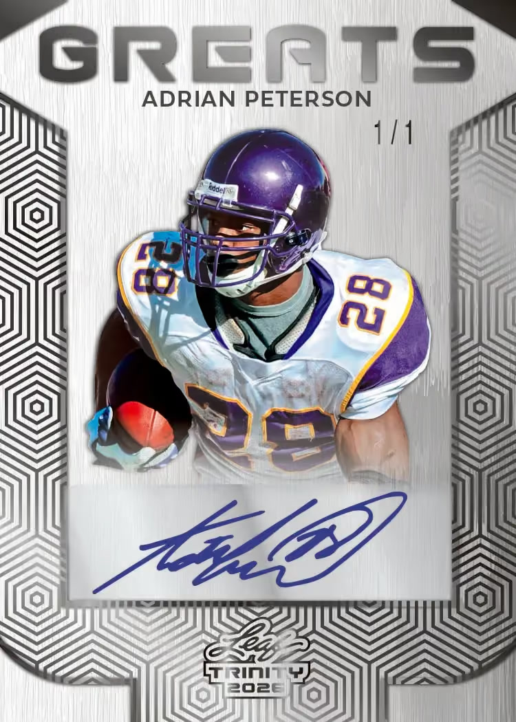 trading card from 2026 Leaf Trinity Football, published by Leaf