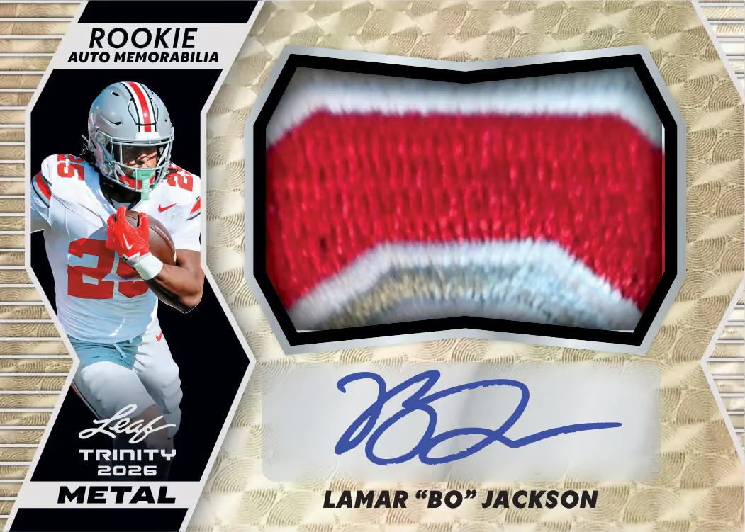 trading card from 2026 Leaf Trinity Football, published by Leaf