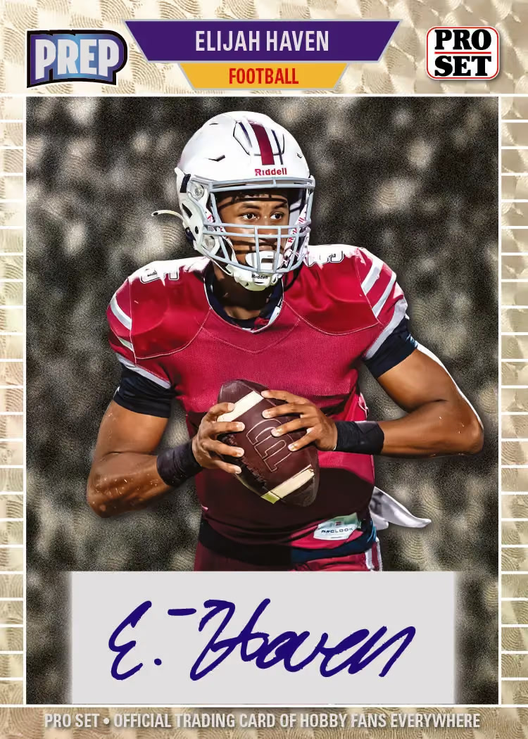 Auto trading card, 17-PS Prep parallel from 2026 Pro Set Metal Football by Leaf