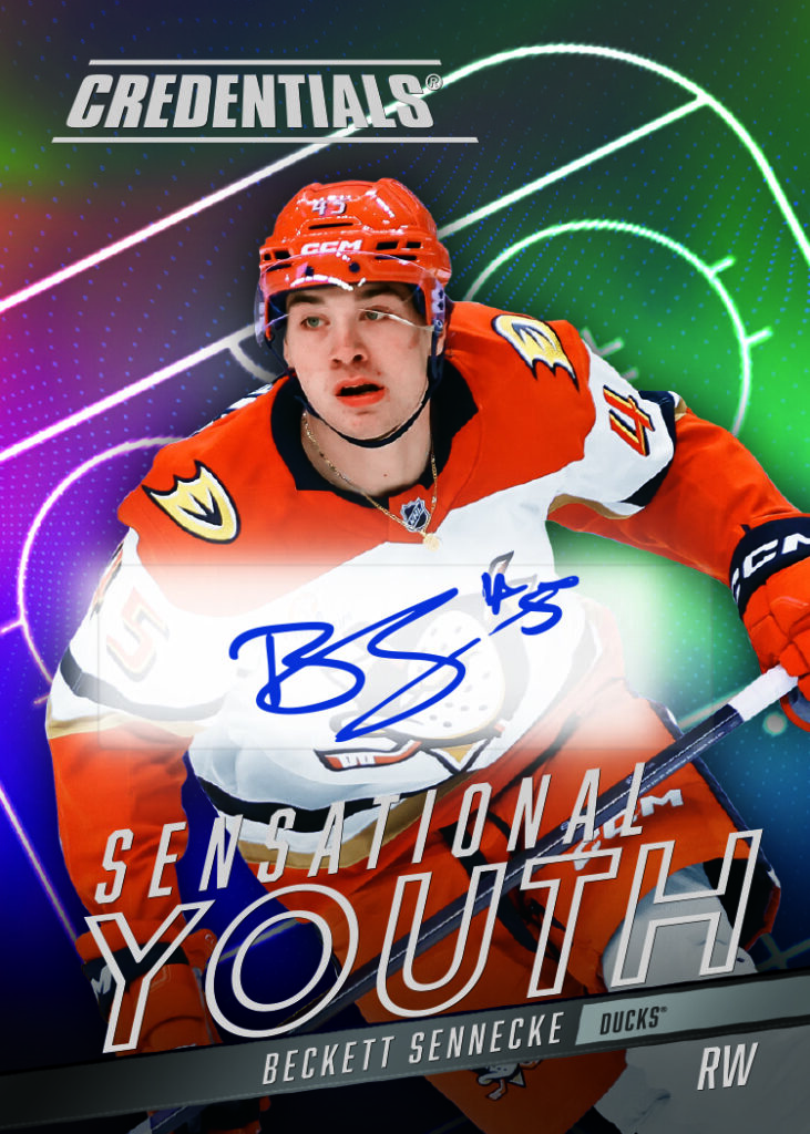 Sennecke trading card, 25 26-NHL-Credentials F26 p8 crd SY8 parallel from 2025-26 Credentials by Upper Deck