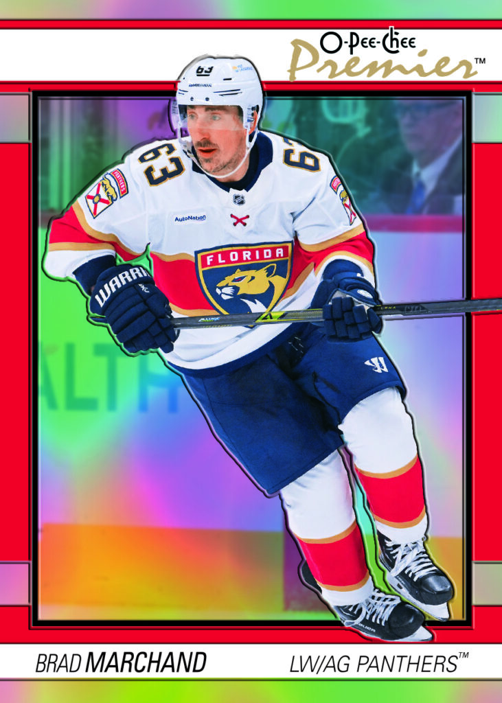 Marchand trading card, 25 26 OPC Platinum F83 p42 crd OP2 parallel from 2025-26 O-Pee-Chee Platinum by Upper Deck
