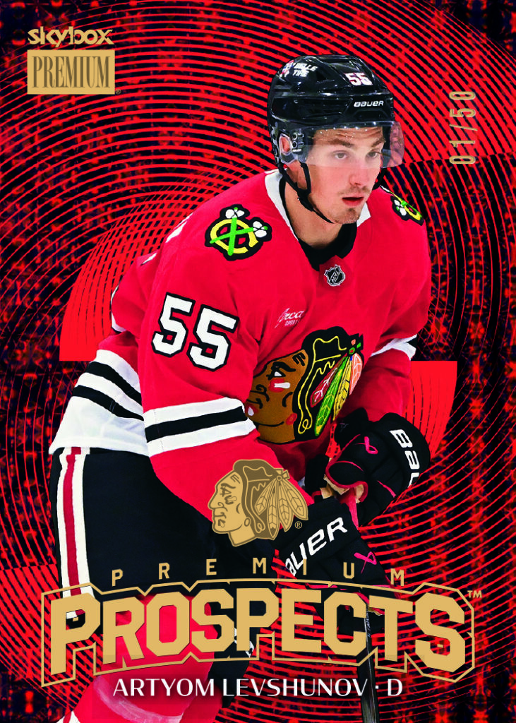 Levshunov trading card, 2025 26 NHL Skybox MU F22 pg64 crd PP24 parallel from 2025-26 Skybox Metal Universe Hockey by Upper Deck