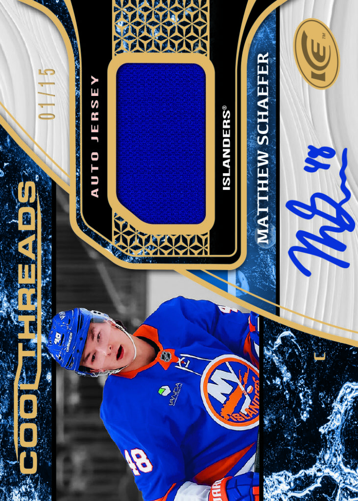 Schaefer-e1790183465794 trading card, 25 26 NHL ICE F22 p63 crd CT-MA parallel from 2025-26 Upper Deck Ice Hockey by Upper Deck