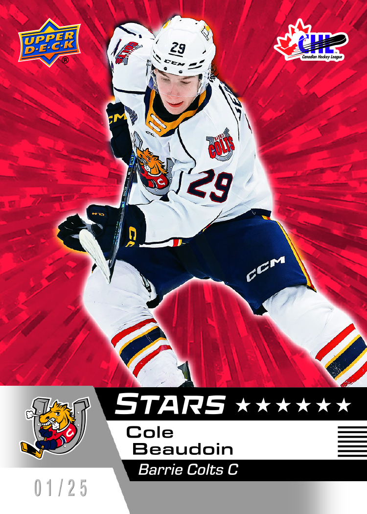 Beaudoin trading card, 2025 26 CHL F18 p19 crd319 parallel from 2025-26 CHL by Upper Deck