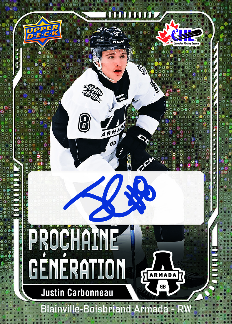 Carbonneau trading card, 2025 26 CHL F29 p21 crd21 parallel from 2025-26 CHL by Upper Deck