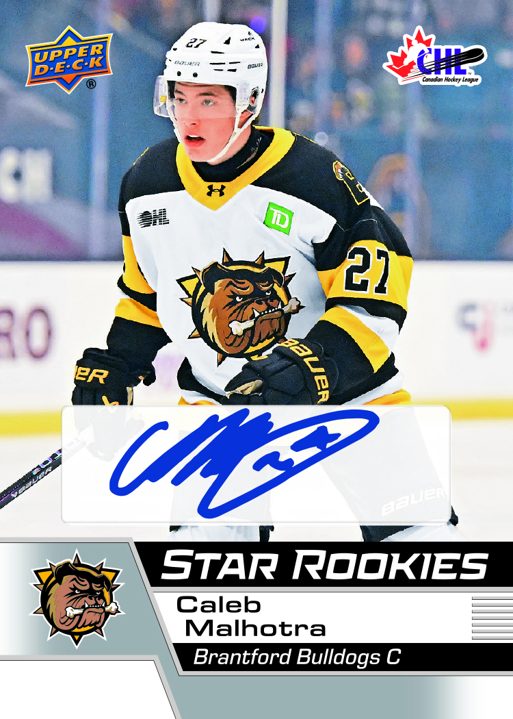 Malhotra trading card, 2025 26 CHL F21 p52 crd352 parallel from 2025-26 CHL by Upper Deck