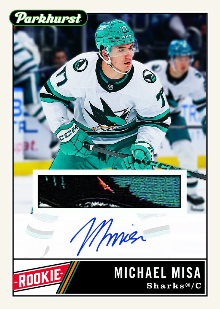Misa trading card, 25 26 Parkhurst Hockey F34 p22 crd222 parallel from 2025-26 Parkhurst by Upper Deck