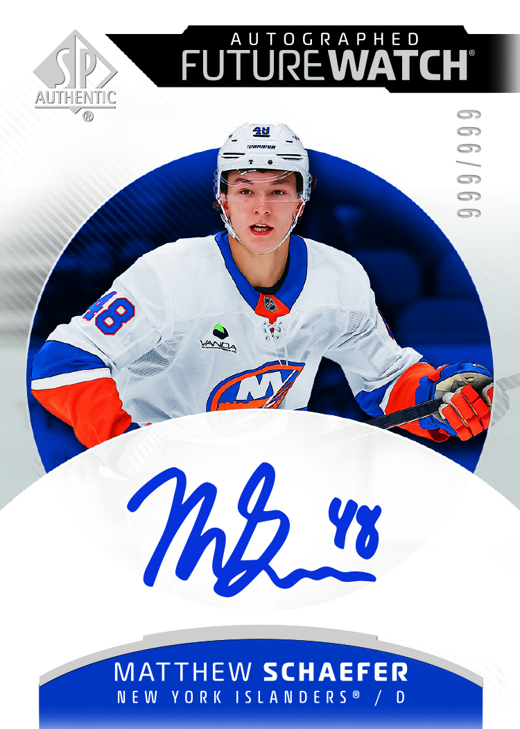 Scheafer trading card, 2025 26 NHL SPA F14 pg18 crd168 parallel from 2025-26 SP Authentic by Upper Deck
