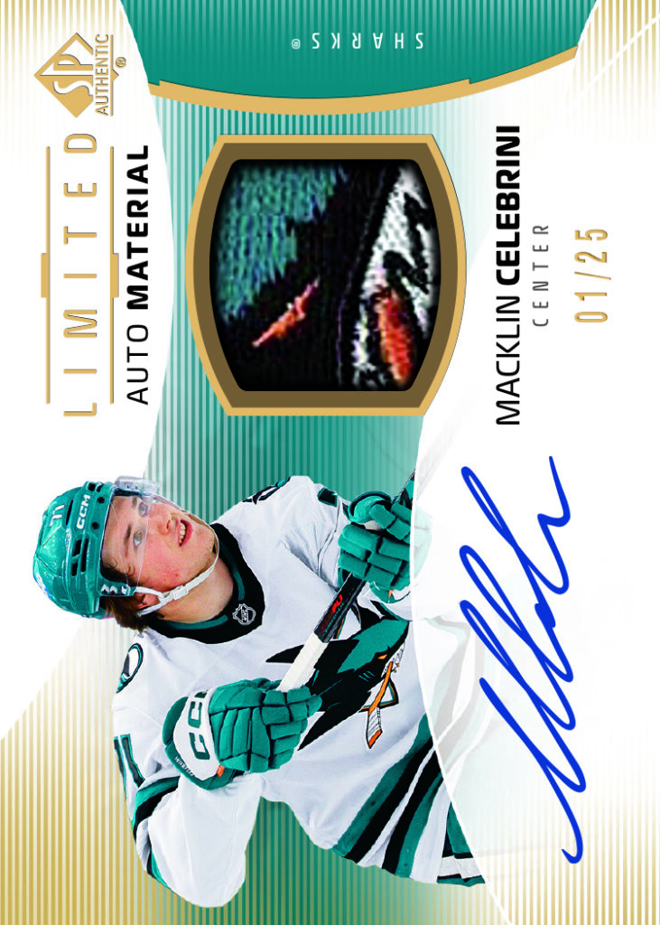 Celebrini trading card, 2025 26 NHL SPA F24 pg64 crd26 parallel from 2025-26 SP Authentic by Upper Deck