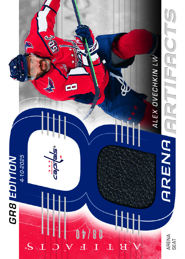 Ovechkin-e1788879570792 trading card, 2026 27 Artifacts F41 pg20 crd OVI10 parallel from 2026-27 Artifacts by Upper Deck