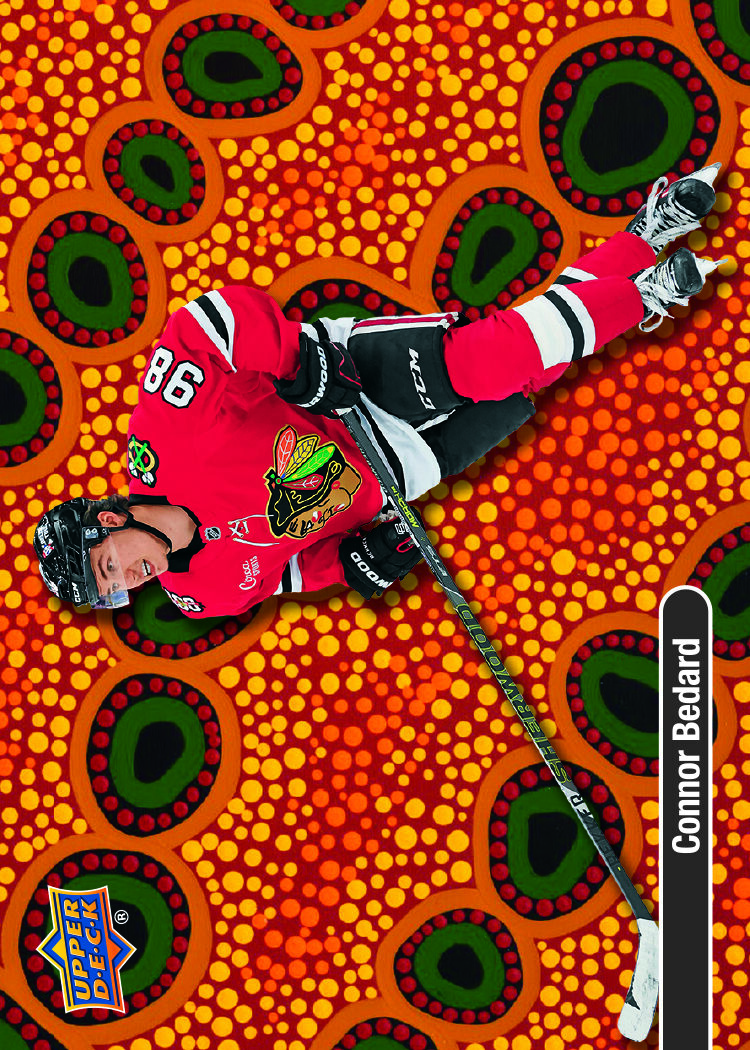 Bedard-e1790093713201 trading card, 26 27 NHL UD1 F58 PG3 Crd YS3 parallel from 2026-27 Upper Deck Series 1 by Upper Deck