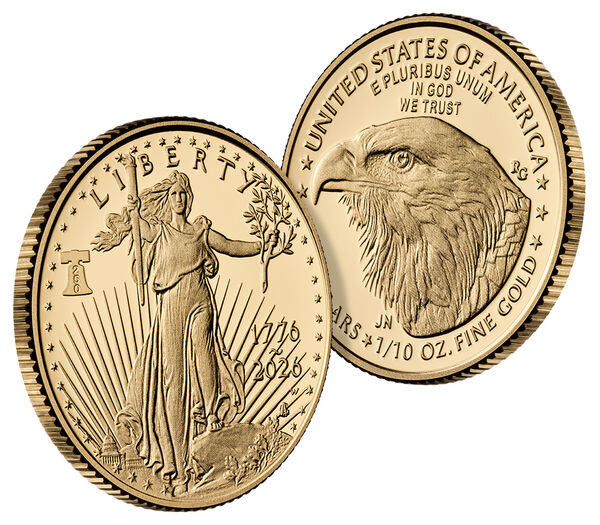 American Eagle 2026 One-Tenth Ounce Gold Proof Coin, struck at the West Point Mint, United States Mint product photograph
