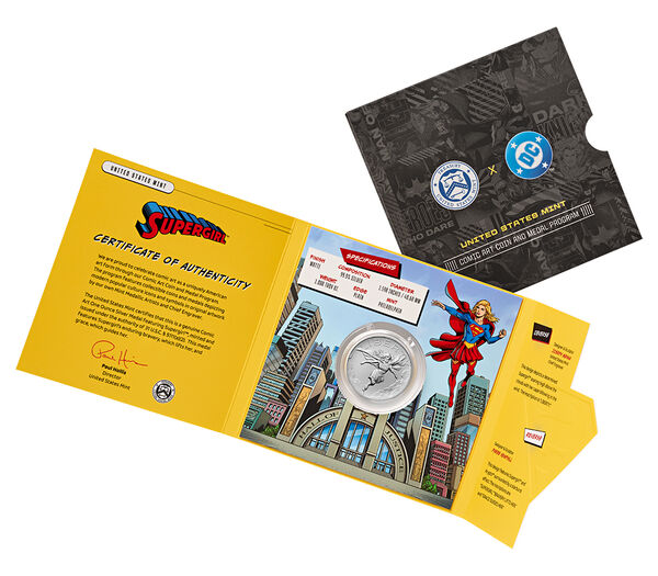 Comic Art One Ounce Silver Medal – Supergirl™, struck at the Philadelphia Mint, United States Mint product photograph