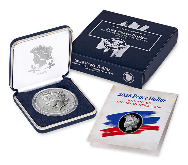 Peace Silver Dollar 2026 Enhanced Uncirculated Coin, struck at the West Point Mint, United States Mint product photograph