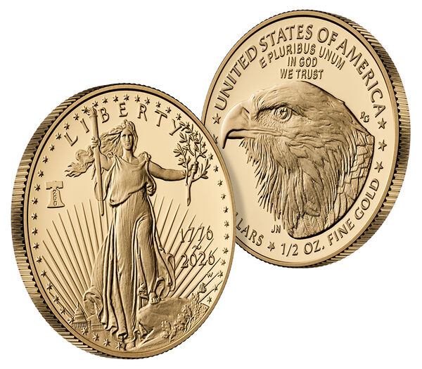 American Eagle 2026 One-Half Ounce Gold Proof Coin, struck at the West Point Mint, United States Mint product photograph