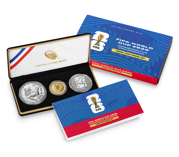 FIFA World Cup 2026™ Three-Coin Proof Set, struck at the Philadelphia and West Point Mints, United States Mint product photograph