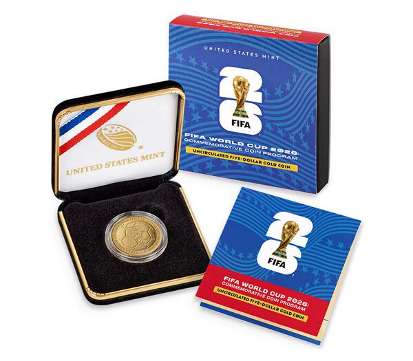 FIFA World Cup 2026™ Uncirculated Five-Dollar Gold Coin, struck at the West Point Mint, United States Mint product photograph