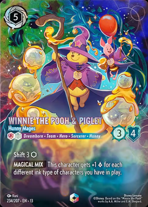 Winnie the Pooh & Piglet - Hunny Mages, an Enchanted card from Disney Lorcana: Attack of the Vine!