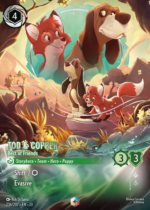 Tod & Copper - Best of Friends, an Enchanted card from Disney Lorcana: Attack of the Vine!