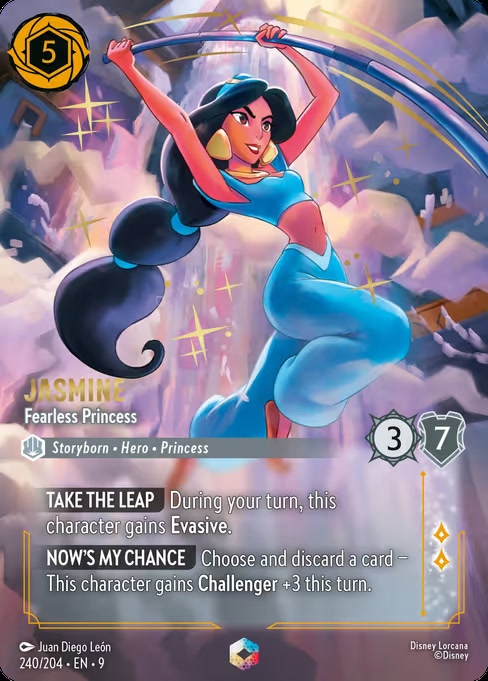 Jasmine - Fearless Princess, an Enchanted card from Disney Lorcana: Fabled