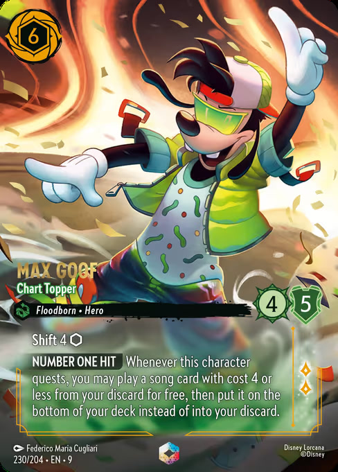 Max Goof - Chart Topper, an Enchanted card from Disney Lorcana: Fabled