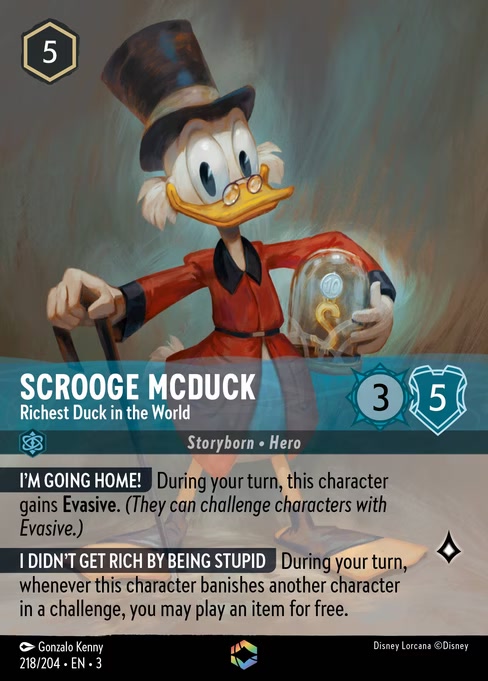 Scrooge McDuck - Richest Duck in the World, an Enchanted card from Disney Lorcana: Into the Inklands