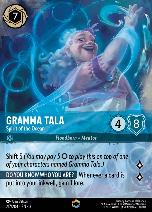 Gramma Tala - Spirit of the Ocean, an Enchanted card from Disney Lorcana: Into the Inklands