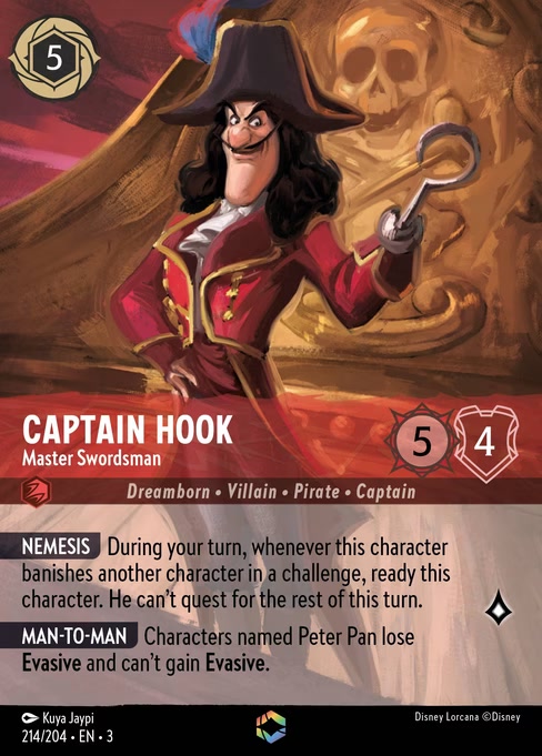 Captain Hook - Master Swordsman, an Enchanted card from Disney Lorcana: Into the Inklands