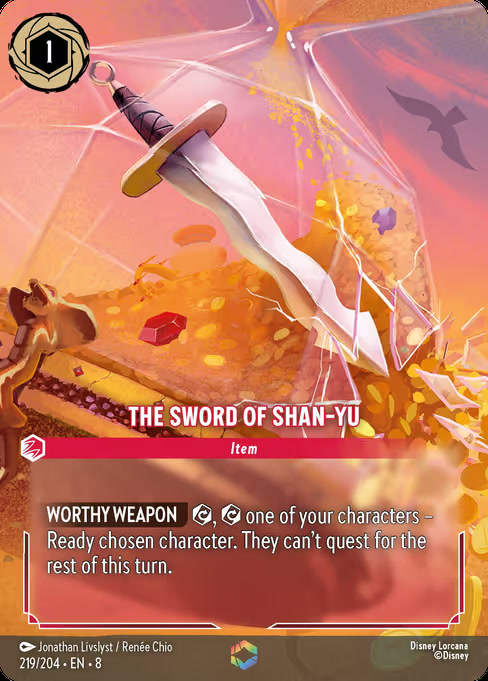 The Sword of Shan-Yu, an Enchanted card from Disney Lorcana: Reign of Jafar