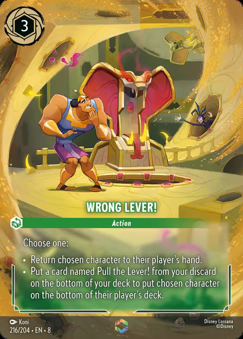 Wrong Lever!, an Enchanted card from Disney Lorcana: Reign of Jafar