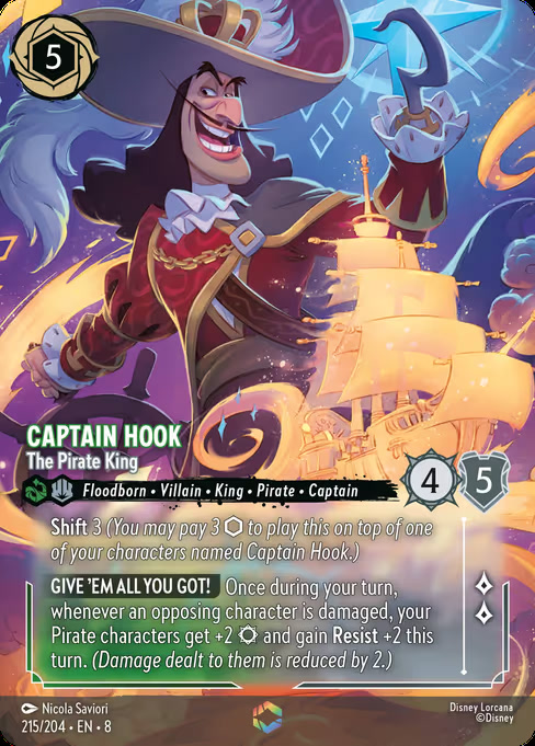 Captain Hook - The Pirate King, an Enchanted card from Disney Lorcana: Reign of Jafar