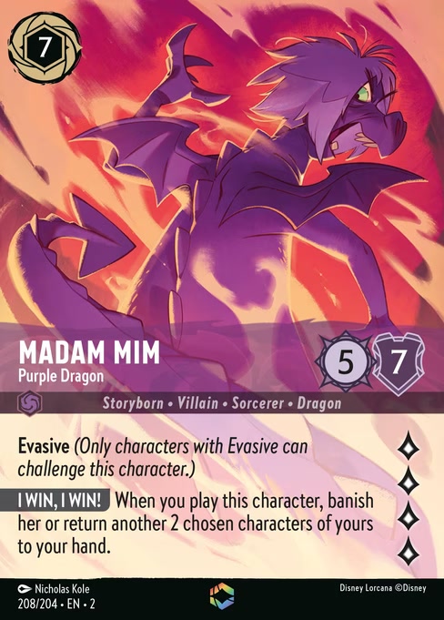 Madam Mim - Purple Dragon, an Enchanted card from Disney Lorcana: Rise of the Floodborn