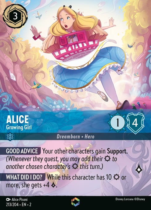 Alice - Growing Girl, an Enchanted card from Disney Lorcana: Rise of the Floodborn