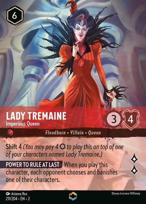 Lady Tremaine - Imperious Queen, an Enchanted card from Disney Lorcana: Rise of the Floodborn