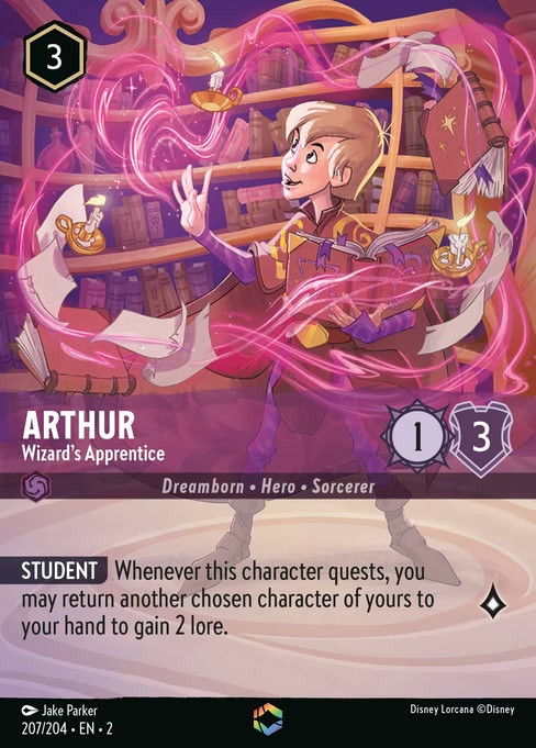Arthur - Wizard's Apprentice, an Enchanted card from Disney Lorcana: Rise of the Floodborn
