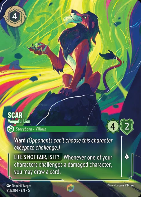 Scar - Vengeful Lion, an Enchanted card from Disney Lorcana: Shimmering Skies