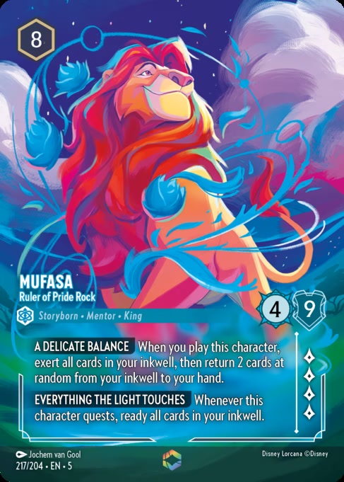 Mufasa - Ruler of Pride Rock, an Enchanted card from Disney Lorcana: Shimmering Skies