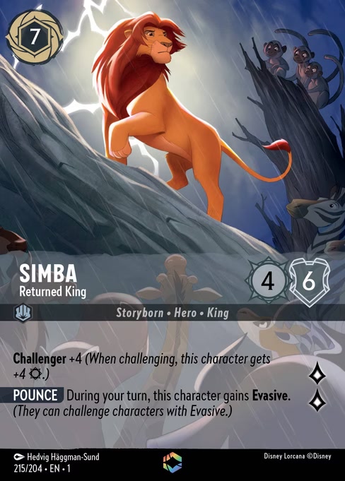 Simba - Returned King, an Enchanted card from Disney Lorcana: The First Chapter