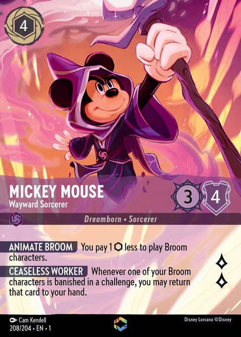Mickey Mouse - Wayward Sorcerer, an Enchanted card from Disney Lorcana: The First Chapter