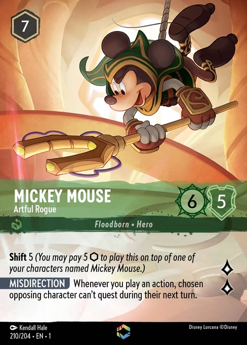 Mickey Mouse - Artful Rogue, an Enchanted card from Disney Lorcana: The First Chapter