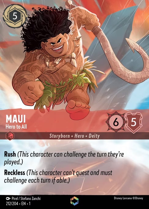 Maui - Hero to All, an Enchanted card from Disney Lorcana: The First Chapter