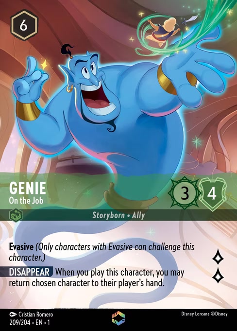 Genie - On the Job, an Enchanted card from Disney Lorcana: The First Chapter