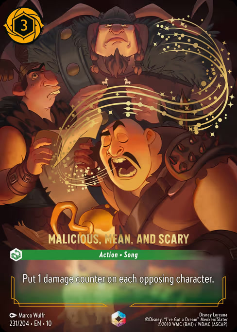 Malicious, Mean, and Scary, an Enchanted card from Disney Lorcana: Whispers in the Well