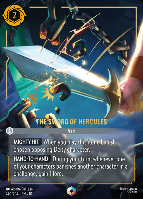 The Sword of Hercules, an Enchanted card from Disney Lorcana: Whispers in the Well