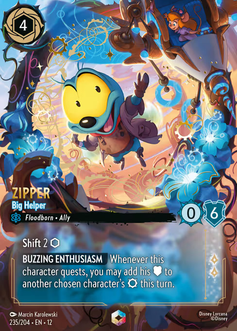 Zipper - Big Helper, an Enchanted card from Disney Lorcana: Wilds Unknown
