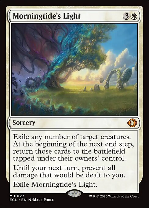 Morningtide's Light, a Mythic card from Magic: The Gathering: Lorwyn Eclipsed
