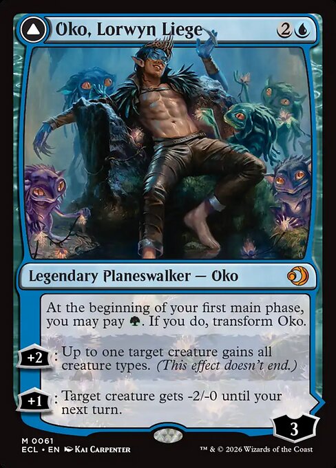 Oko, Lorwyn Liege // Oko, Shadowmoor Scion, a Mythic card from Magic: The Gathering: Lorwyn Eclipsed