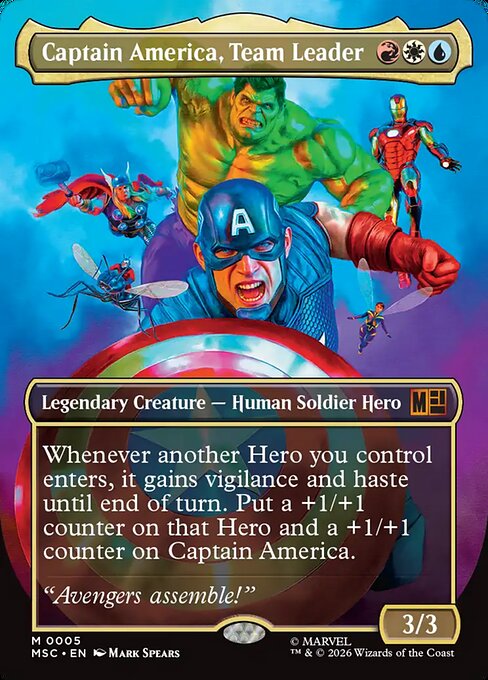 Captain America, Team Leader, a card from Magic: The Gathering: Marvel Super Heroes Commander